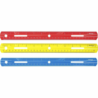 Westcott 12" Plastic Ruler - 12" Length - 1/16 Graduations - Imperial, Metric Measuring System - Plastic - Assorted - 1 