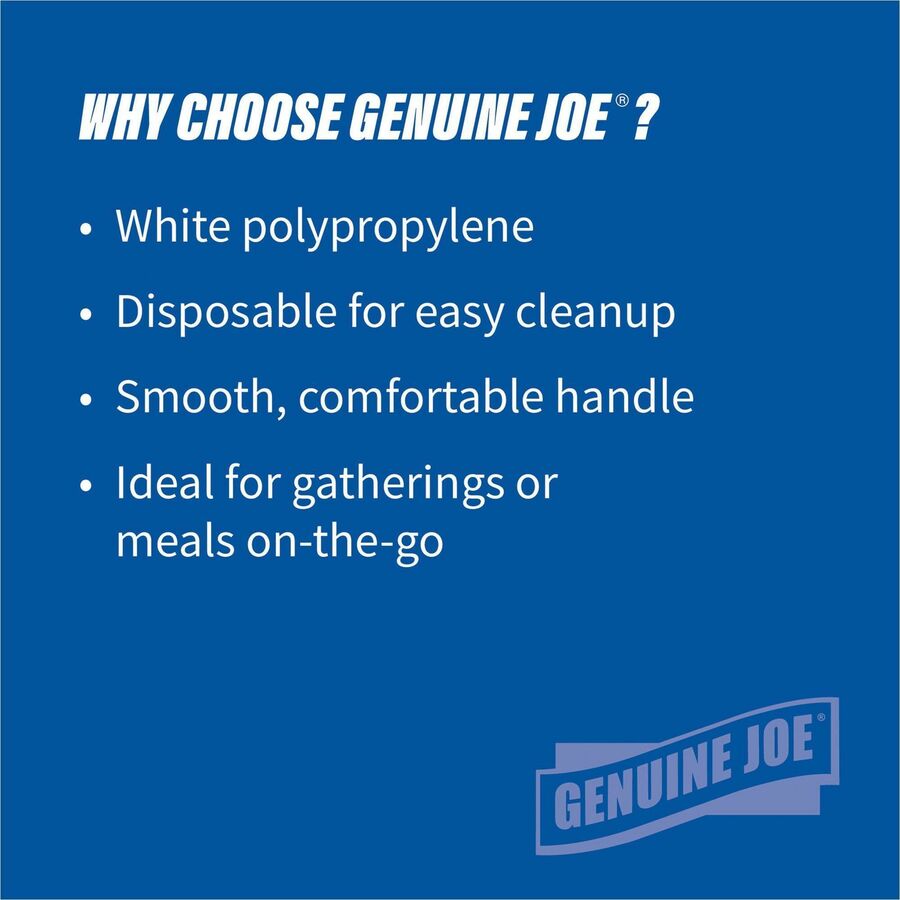 Genuine Joe Medium-weight Forks - Polypropylene - White - 1000 / Carton