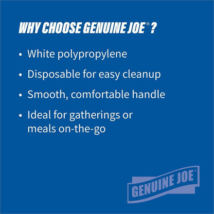 Genuine Joe Medium-weight Forks - Polypropylene - White - 1000 / Carton