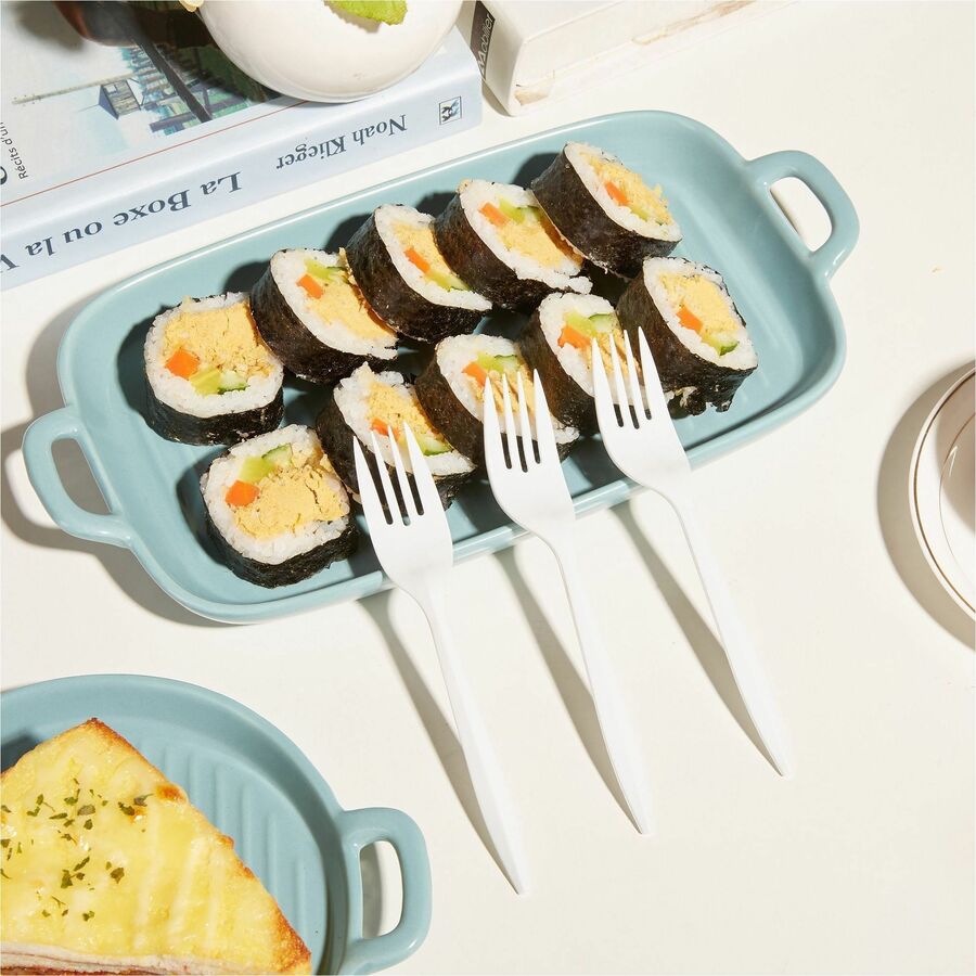 Genuine Joe Medium-weight Forks - Polypropylene - White - 1000 / Carton
