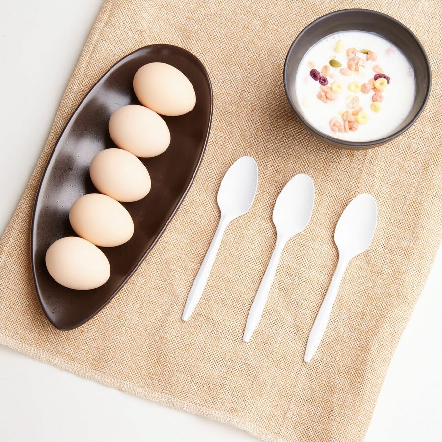 Genuine Joe Medium-weight Spoons - White - 1000 / Carton