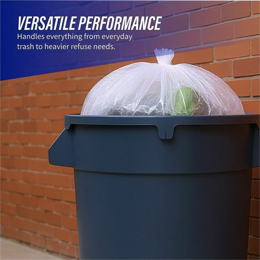 Genuine Joe Clear Trash Can Liners - 56 gal Capacity - 48" Length x 43" Width x 0.80 mil (20 Micron) Thickness - Low Den
