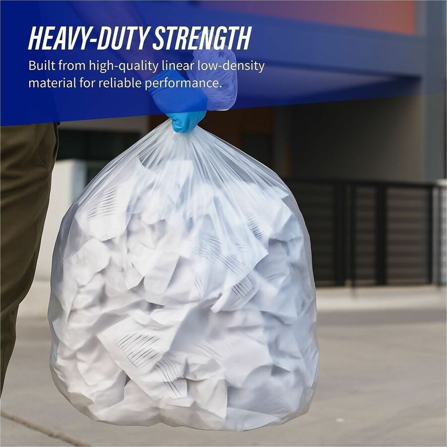 Genuine Joe Clear Trash Can Liners - 56 gal Capacity - 48" Length x 43" Width x 0.80 mil (20 Micron) Thickness - Low Den