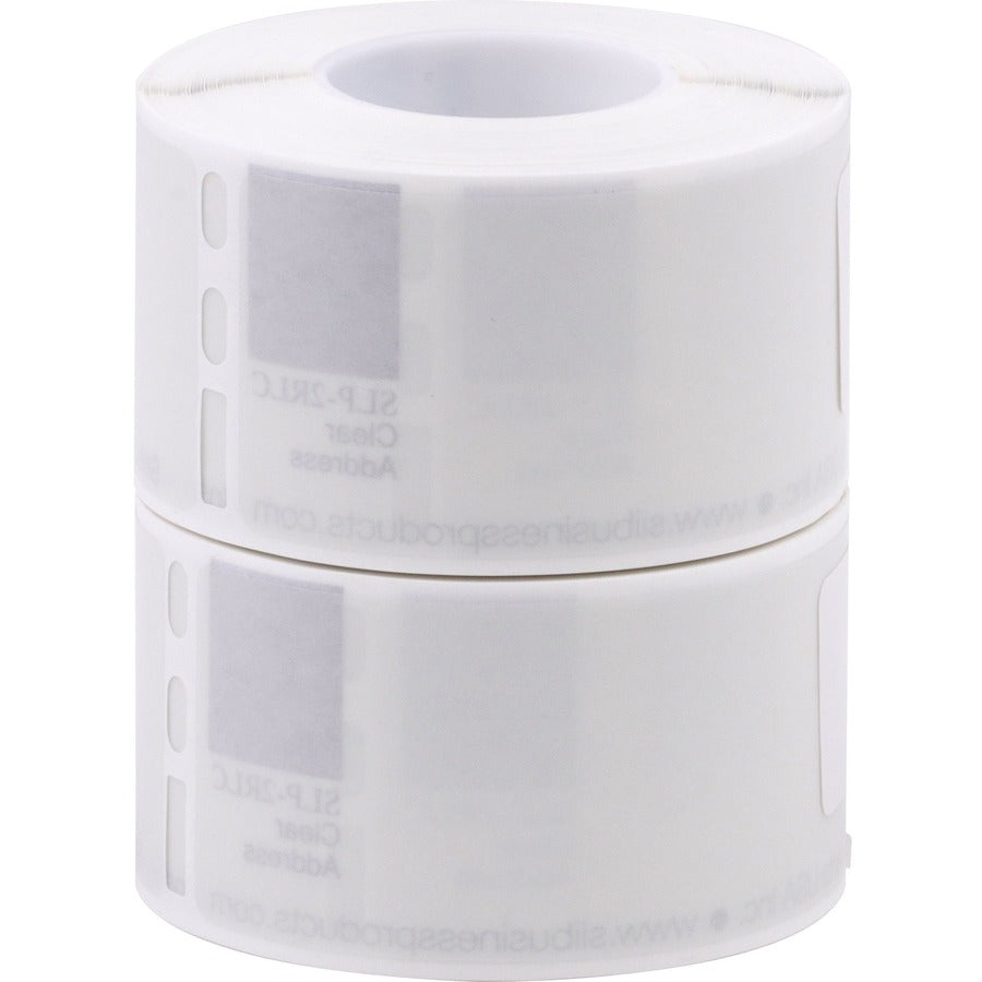 Seiko Self-adhesive Address Labels - 3 1/2" Widthss x 1 1/10" Length - Rectangle - Clear - 130 / Roll - 130/Roll - 2 / B