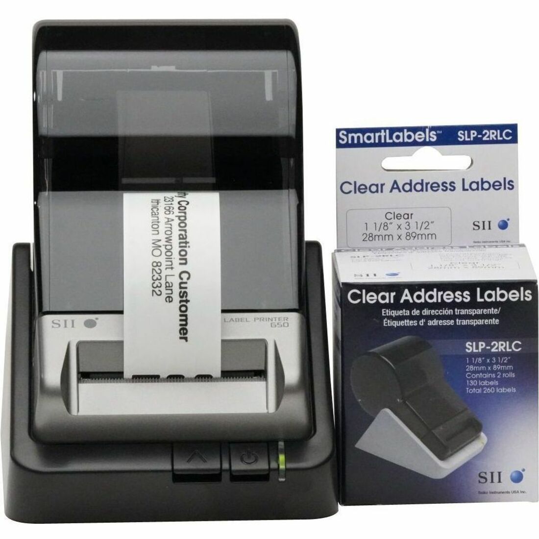 Seiko Self-adhesive Address Labels - 3 1/2" Widthss x 1 1/10" Length - Rectangle - Clear - 130 / Roll - 130/Roll - 2 / B
