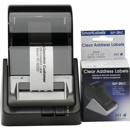 Seiko Self-adhesive Address Labels - 3 1/2" Widthss x 1 1/10" Length - Rectangle - Clear - 130 / Roll - 130/Roll - 2 / B