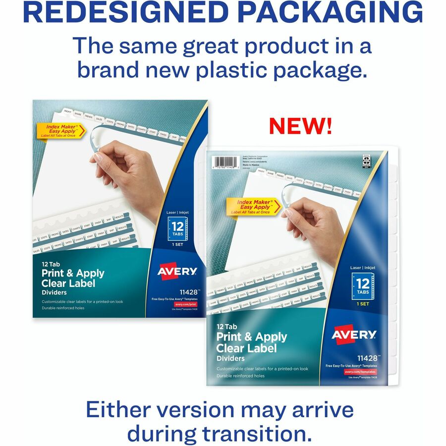 Avery® Index Maker Index Divider - 12 x Divider(s) - 12 Print-on Tab(s) - 12 - 12 Tab(s)/Set - 8.5" Divider Width x 11" 