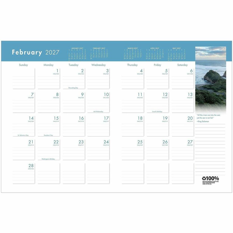 House of Doolittle Earthscapes Wirebound Monthly Planner - Julian Dates - Monthly - 14 Month - December 2026 to January 