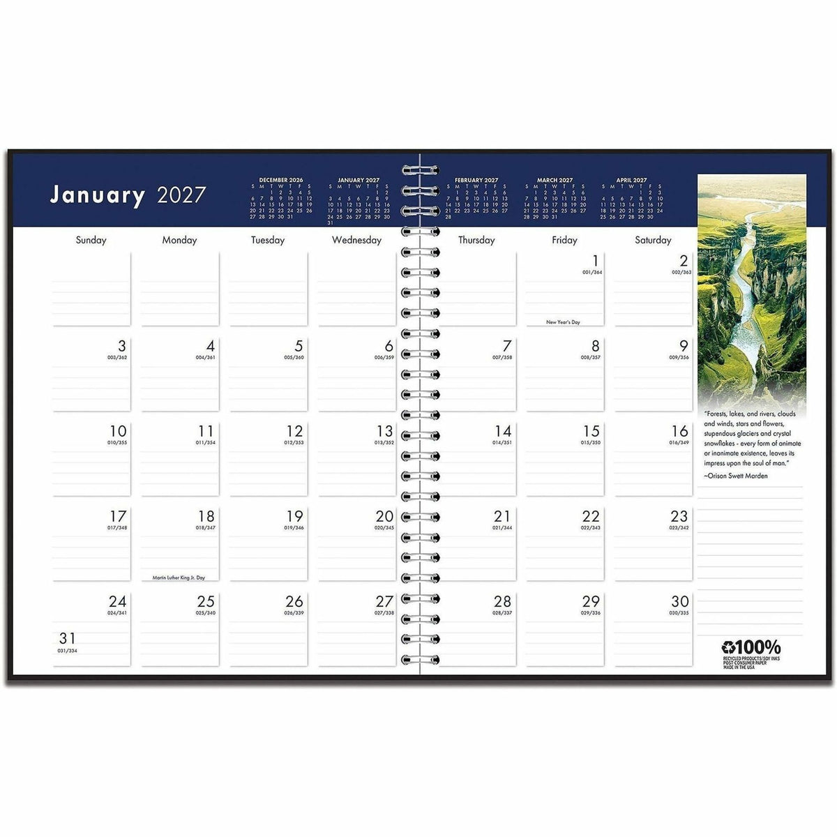 House of Doolittle Earthscapes Wirebound Monthly Planner - Julian Dates - Monthly - 14 Month - December 2026 to January 