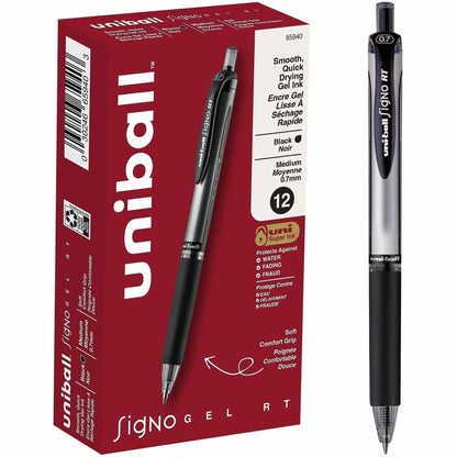 uniball™ Signo RT Gel Pen - 0.7 mm Pen Point - Refillable - Retractable - Black Ink - Gel-based - 12 / Dozen