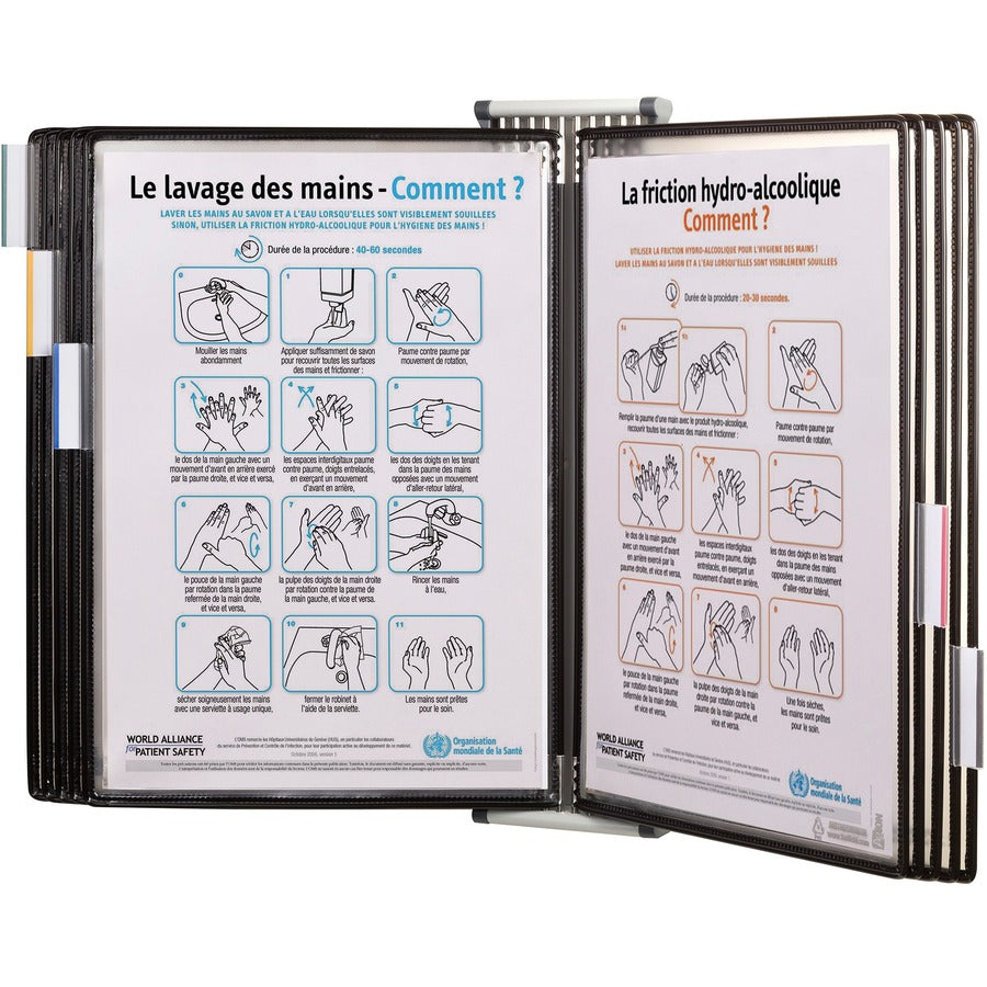 Djois by Tarifold Wall-Mountable Antimicrobial Reference Display Unit - Support Letter 8.50" x 11" Media - Clear, Black 