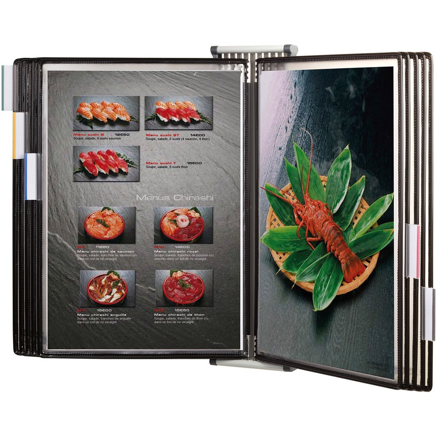 Djois by Tarifold Wall-Mountable Antimicrobial Reference Display Unit - Support Letter 8.50" x 11" Media - Clear, Black 