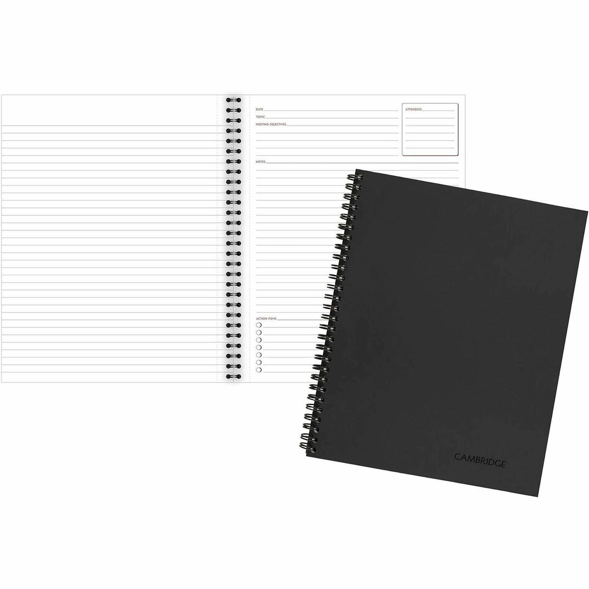 Mead Limited Meeting Notebooks - Letter - 80 Sheets - Wire Bound - Letter - 8 1/2" x 11" Sheet Size - Black Linen Cover 