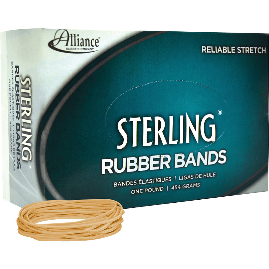 Alliance Rubber Sterling Rubber Bands - Size: #19 - 3.5" Length x 0.1" Width - Durable, Elastic - Natural Crepe - 1250 /