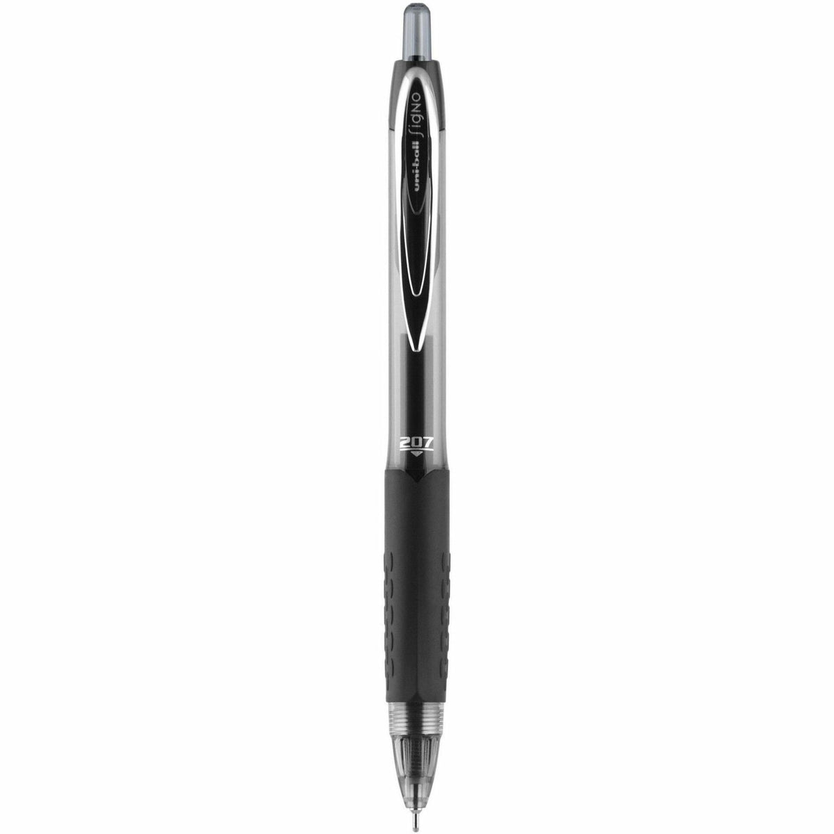 uniball™ 207 Needle Gel Pens - 0.7 mm Pen Point - Retractable - Black Ink - Black Barrel - 12 / Dozen