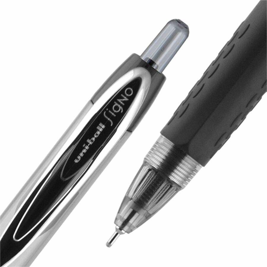 uniball™ 207 Needle Gel Pens - 0.7 mm Pen Point - Retractable - Black Ink - Black Barrel - 12 / Dozen