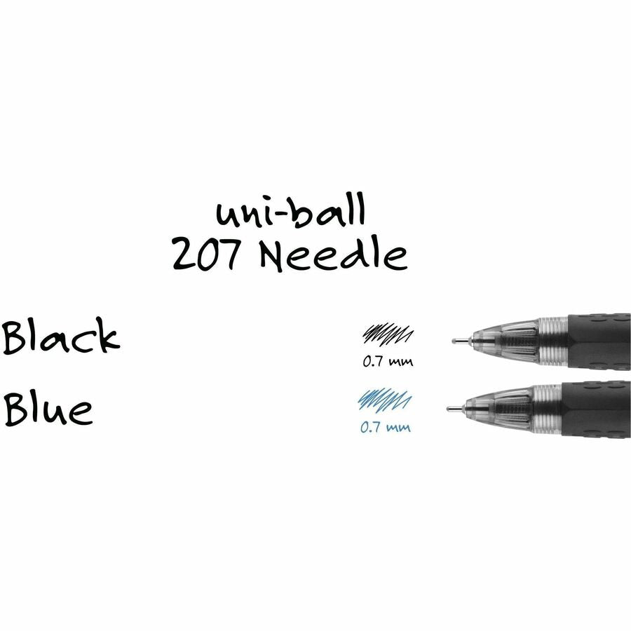 uniball™ 207 Needle Gel Pens - 0.7 mm Pen Point - Retractable - Blue Ink - Blue Barrel - 12 / Dozen