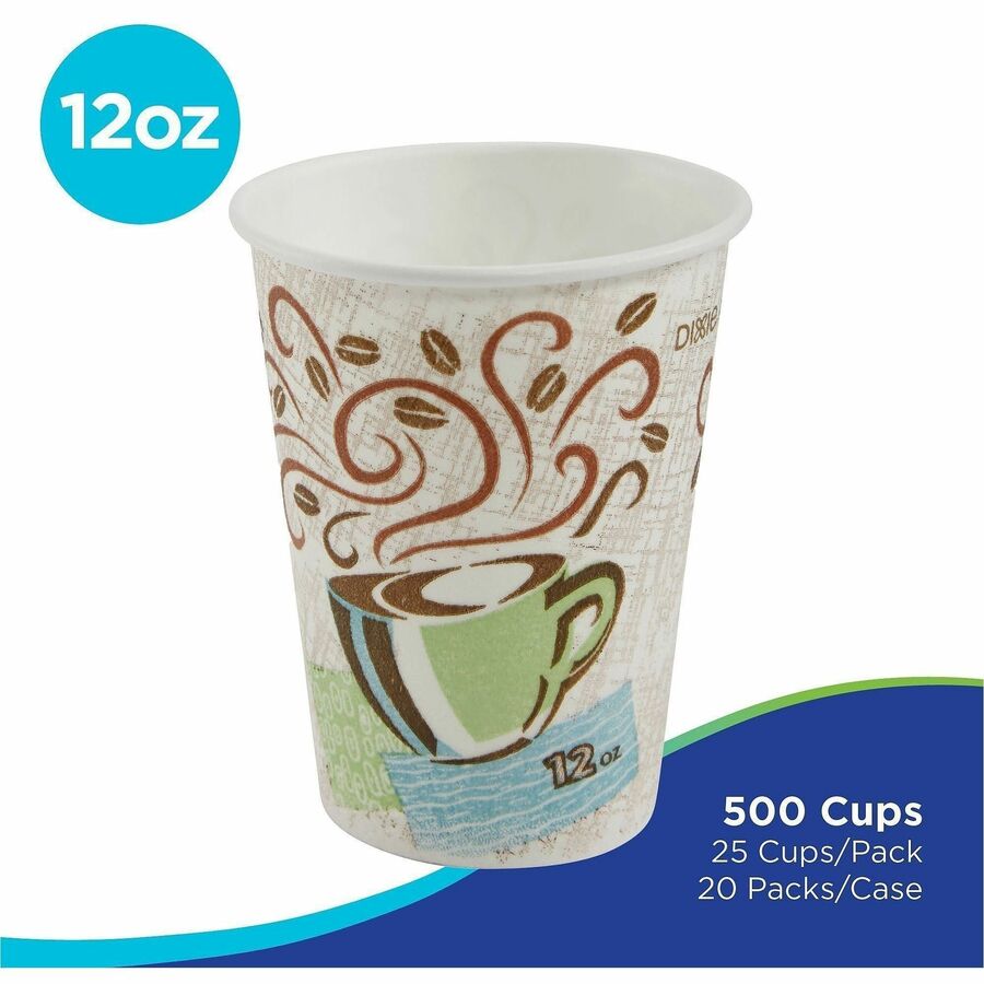 Dixie PerfecTouch 12 oz Insulated Paper Hot Coffee Cups by GP Pro - 12 fl oz - Cone - Coffee Haze - Paper - Hot Drink, C