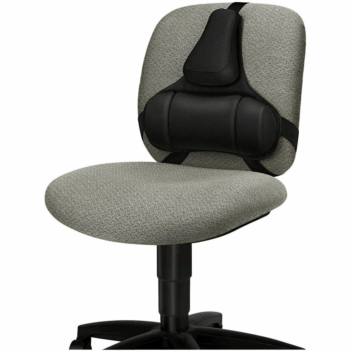 Fellowes Professional Series Microban Protection Back Support - Strap Mount - Black - Fabric, Memory Foam - 1 Each