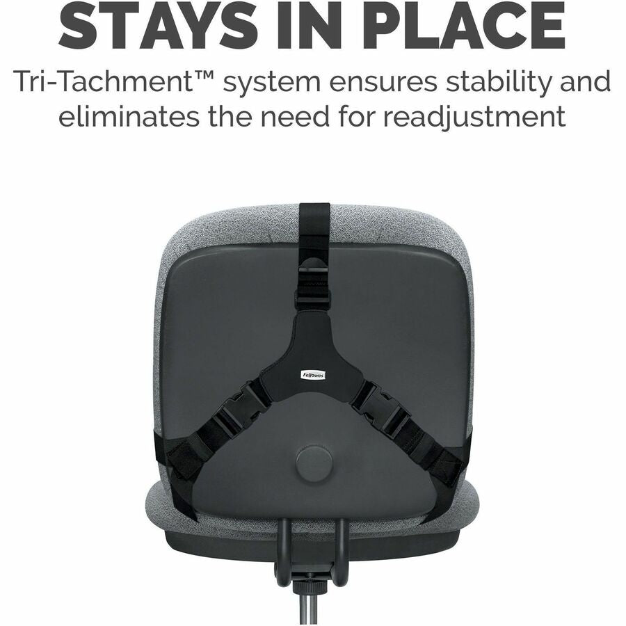Fellowes Professional Series Microban Protection Back Support - Strap Mount - Black - Fabric, Memory Foam - 1 Each