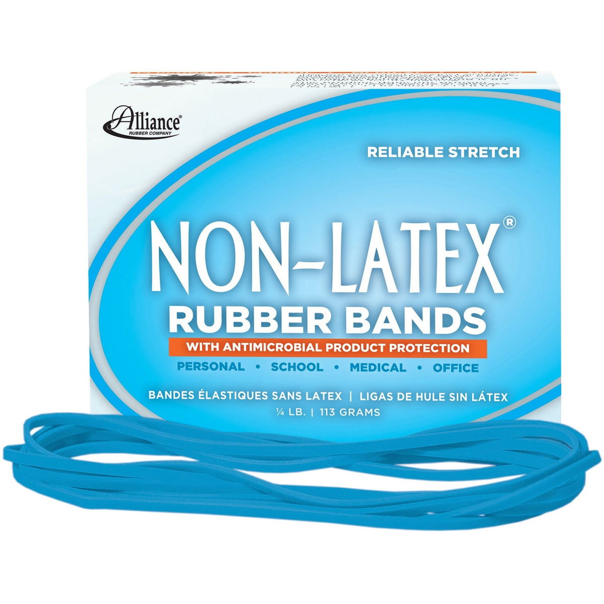 Alliance Rubber Rubber Bands with Antimicrobial Product Protection - Size: #117B - 7" Width x 130 mil Thickness - 0.25 l