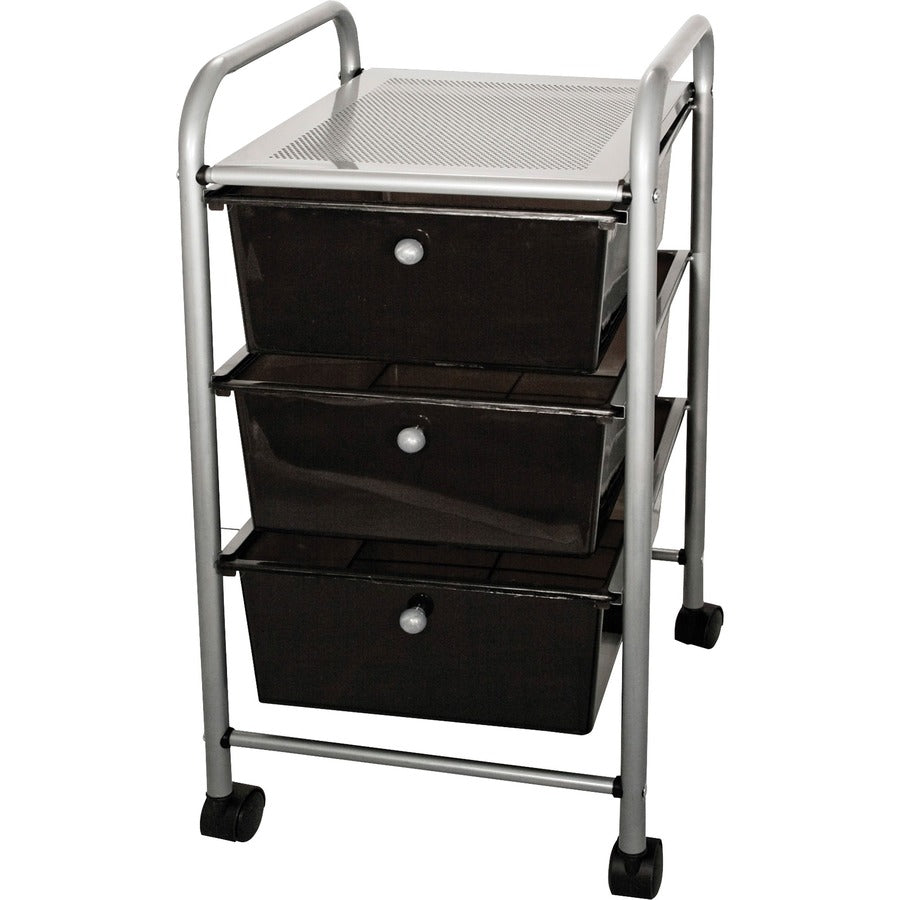 Advantus 3-Drawer Organizer - 3 Drawer - 4 Casters - Metal - 15.50" Width x 13" Depth x 27" Height - Smoke - 1 Each