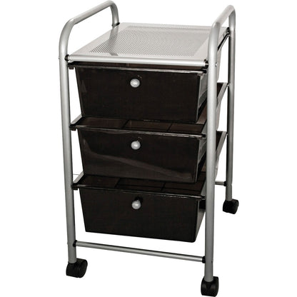 Advantus 3-Drawer Organizer - 3 Drawer - 4 Casters - Metal - 15.50" Width x 13" Depth x 27" Height - Smoke - 1 Each
