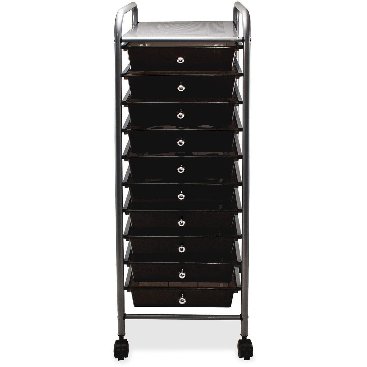Advantus 10-Drawer Organizer - 10 Drawer - 4 Casters - Metal - 15.50" Width x 13" Depth x 37.50" Height - Smoke - 1 Each