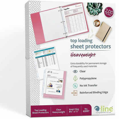 C-Line Poly Top-loading Sheet Protectors - For Letter 8 1/2" x 11" Sheet - Ring Binder - Clear - Polypropylene - 200 / B