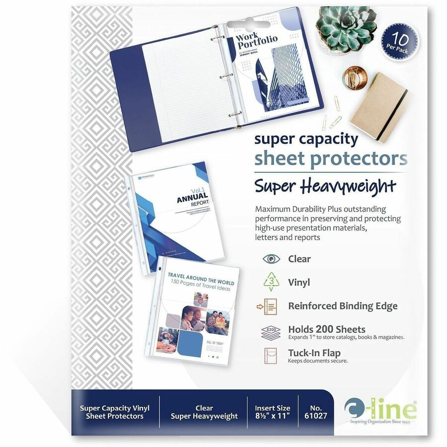 C-Line Super Capacity Sheet Protector with Tuck-in Flap - 200 x Sheet Capacity - For Letter 8 1/2" x 11" Sheet - Clear -