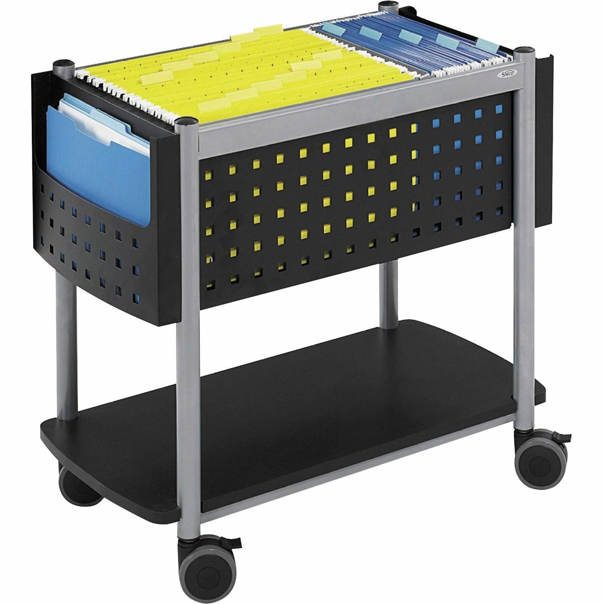 Safco Scoot Open Top Mobile File - 1 Shelf - 200 lb Load Capacity - 4 Casters - Steel - 28" Width x 14.75" Depth x 26" H