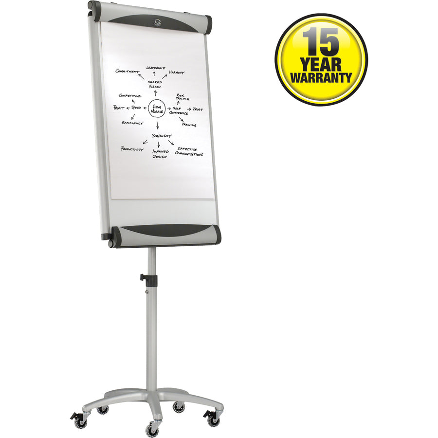 Quartet Euro Premium Mobile Magnetic Easel - 27" (2.2 ft) Width x 41" (3.4 ft) Height - White Porcelain Surface - Silver