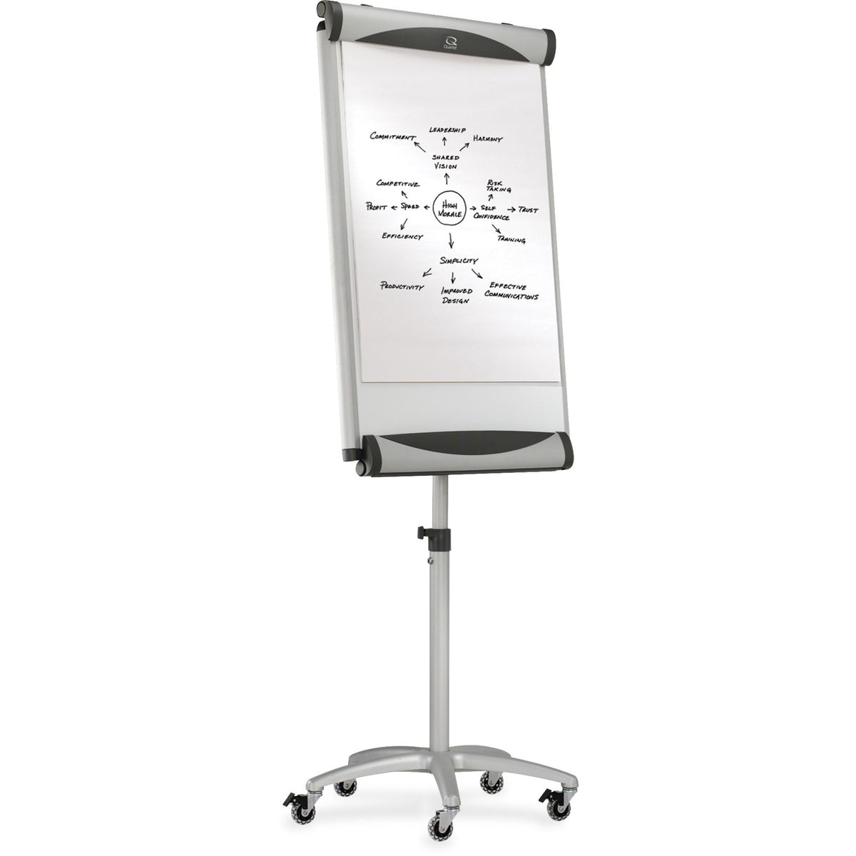 Quartet Euro Premium Mobile Magnetic Easel - 27" (2.2 ft) Width x 41" (3.4 ft) Height - White Porcelain Surface - Silver