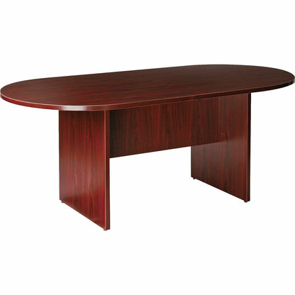 Lorell Essentials Oval Conference Table - Laminated Oval Top - Slab Base - 1 Each