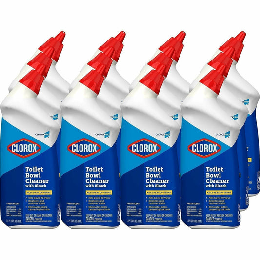 CloroxPro™ Toilet Bowl Cleaner with Bleach - 24 fl oz (0.8 quart) - Fresh Scent - Disinfectant, Deodorize - Clear - 12 /