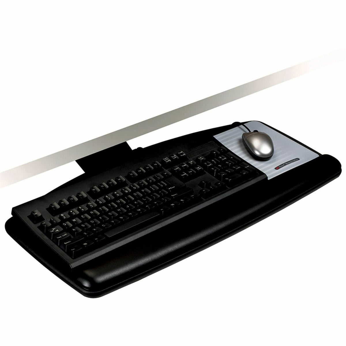 3M Easy Adjust Keyboard Tray with Standard Keyboard and Mouse Platform - 23" Height x 25.5" Width x 12" Depth - Black - 