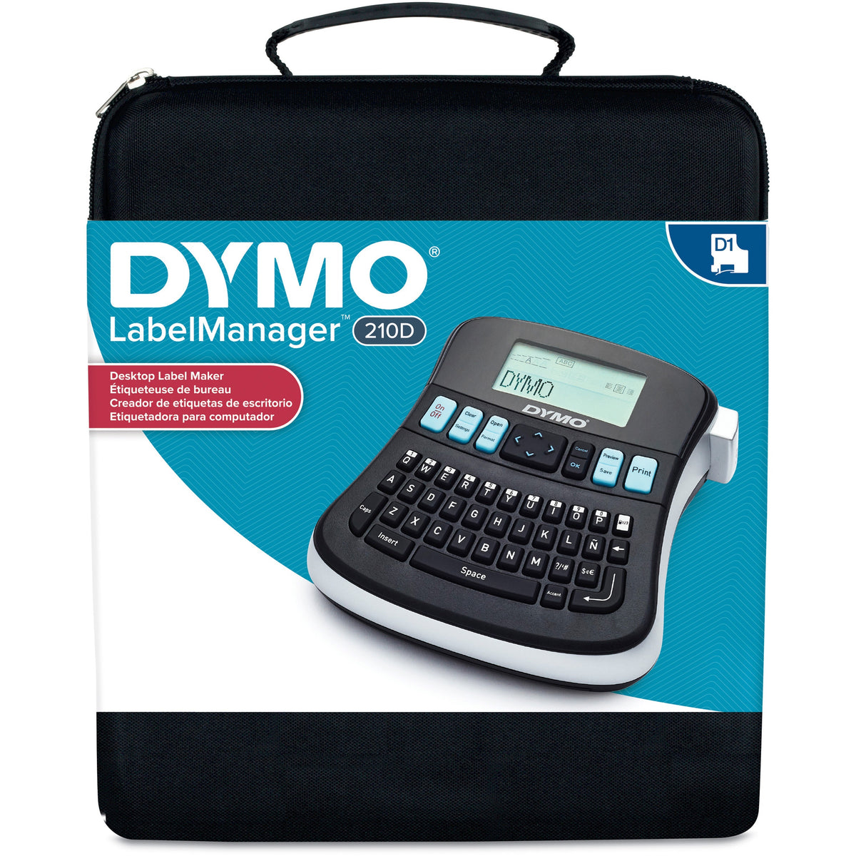 Dymo LabelManager 210D Kit - Thermal Transfer - 180 dpi - Label, Tape0.35" , 0.47" - Battery, Power Adapter - 6 Batterie