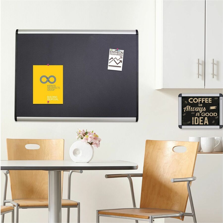 Quartet Prestige Plus Magnetic Bulletin Board - 48" Board Height x 72" Board Width - Gray Fabric Surface - Magnetic, Sel