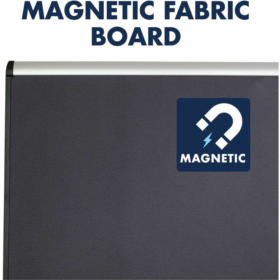 Quartet Prestige Plus Magnetic Bulletin Board - 48" Board Height x 72" Board Width - Gray Fabric Surface - Magnetic, Sel