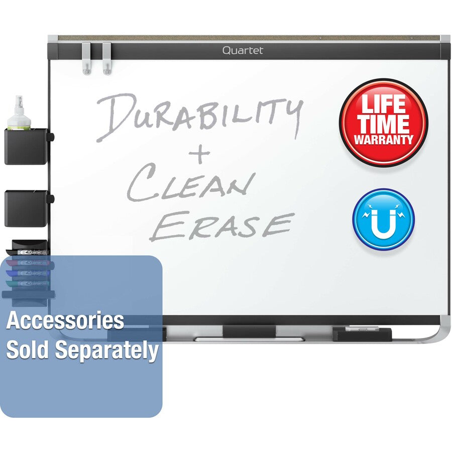 Quartet Prestige Plus Magnetic Bulletin Board - 48" Board Height x 72" Board Width - Gray Fabric Surface - Magnetic, Sel
