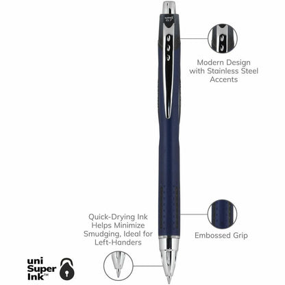 uniball™ Jetstream RT Ballpoint Pen - 0.7 mm Pen Point - Retractable - Black Ink - Blue Barrel - 12 / Dozen
