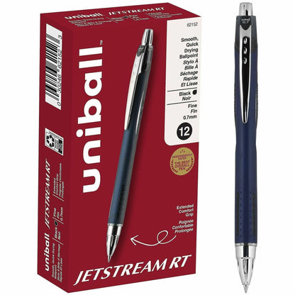 uniball™ Jetstream RT Ballpoint Pen - 0.7 mm Pen Point - Retractable - Black Ink - Blue Barrel - 12 / Dozen