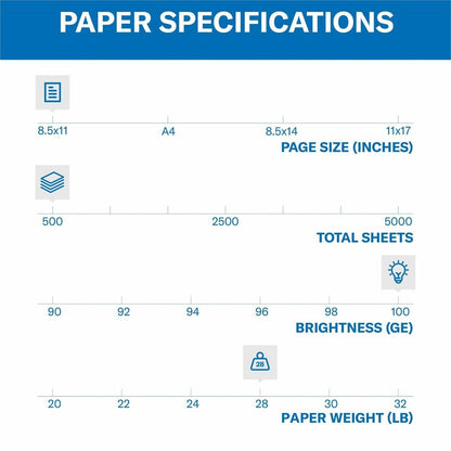 Hammermill Premium Color Copy Paper - White - 100 Brightness - Letter - 8 1/2" x 11" - 28 lb Basis Weight - High Brightn