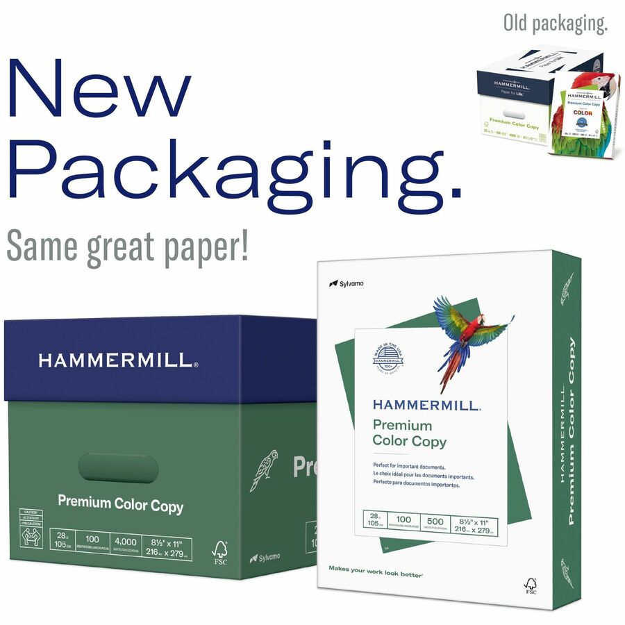 Hammermill Premium Color Copy Paper - White - 100 Brightness - Letter - 8 1/2" x 11" - 28 lb Basis Weight - High Brightn