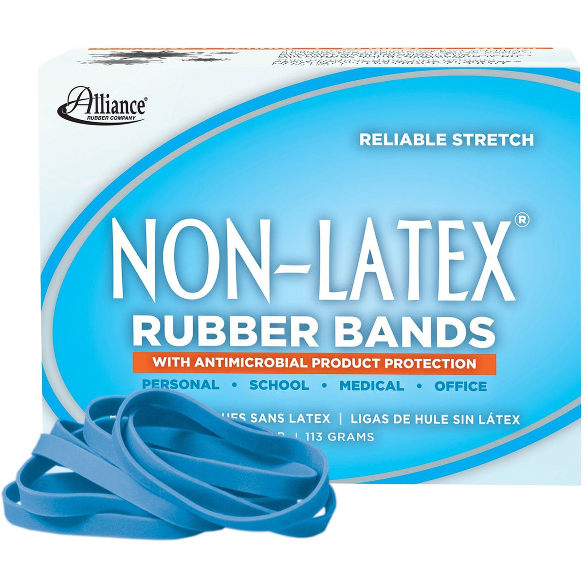 Alliance Rubber Rubber Bands with Antimicrobial Product Protection - Size: #64 - 3.5" Length x 0.3" Width - 0.25 lb/in -