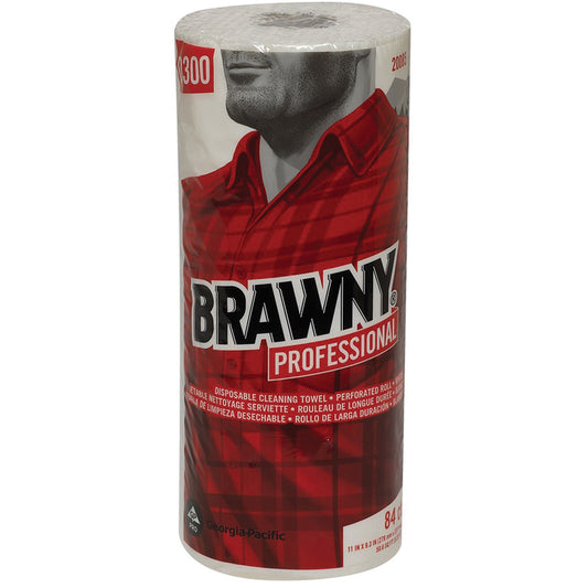 Brawny® Professional D300 Disposable Cleaning Towels - 11" Width x 9.30" Length - 84 Sheets/Roll - White - Paper - 20 / 
