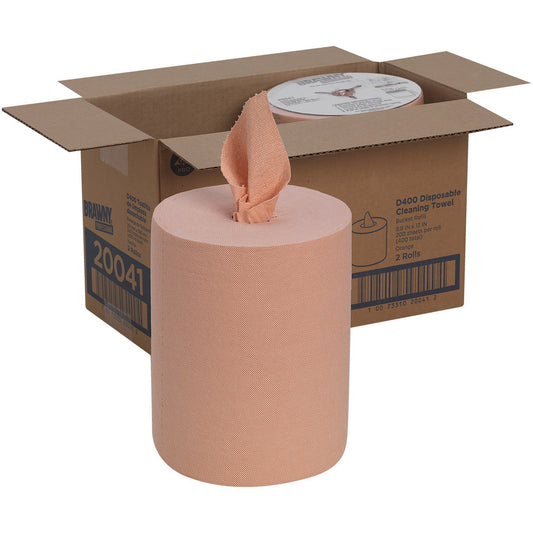 Brawny® Professional D400 Disposable Cleaning Towels Refill - 13" Width x 9.90" Length - 200 Sheets/Roll - Orange - 2 / 