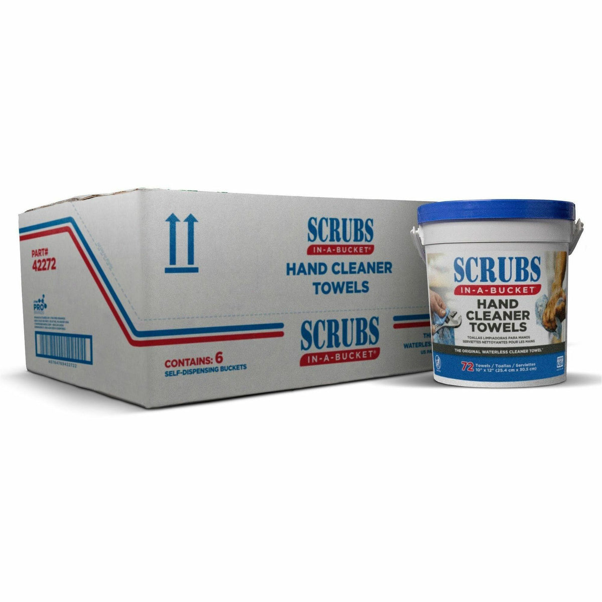 SCRUBS In-A-Bucket Hand Cleaner Towels - 12" Width x 10" Length - Blue - 72/Tub - 6 / Carton