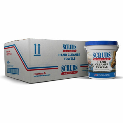 SCRUBS In-A-Bucket Hand Cleaner Towels - 12" Width x 10" Length - Blue - 72/Tub - 6 / Carton