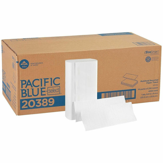 Pacific Blue Select Multifold Premium Paper Towels - 1 Ply - 9.20" Width x 9.40" Length - White - Paper - 250/Pack - 16 